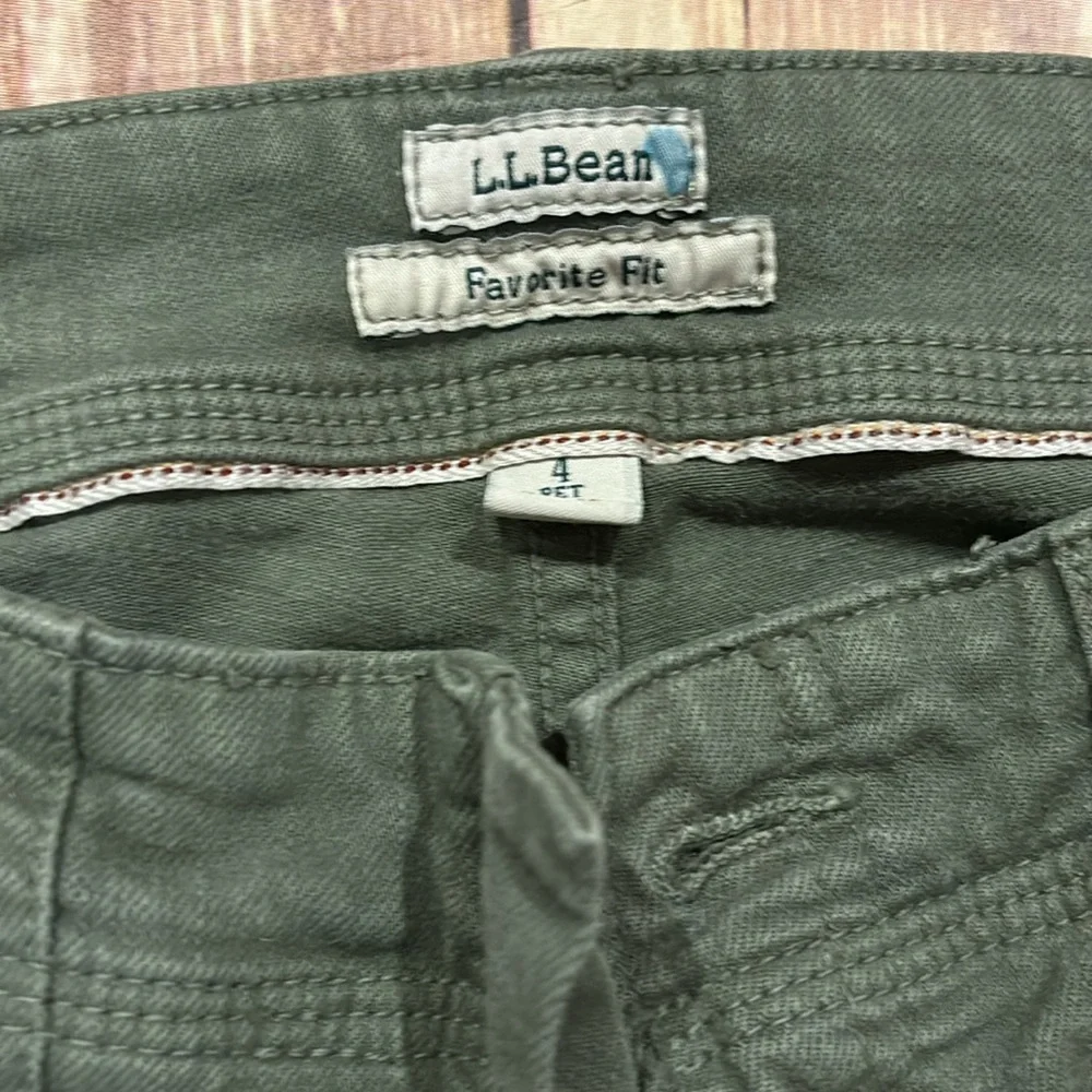 LL bean Favorite fit size 4 petite army green canvas jean pants - Picture 4 of 5